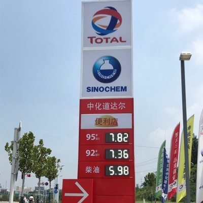 8.88 9/10 Green Red Petrol Station Price Signs With Double Sided Pole Sign